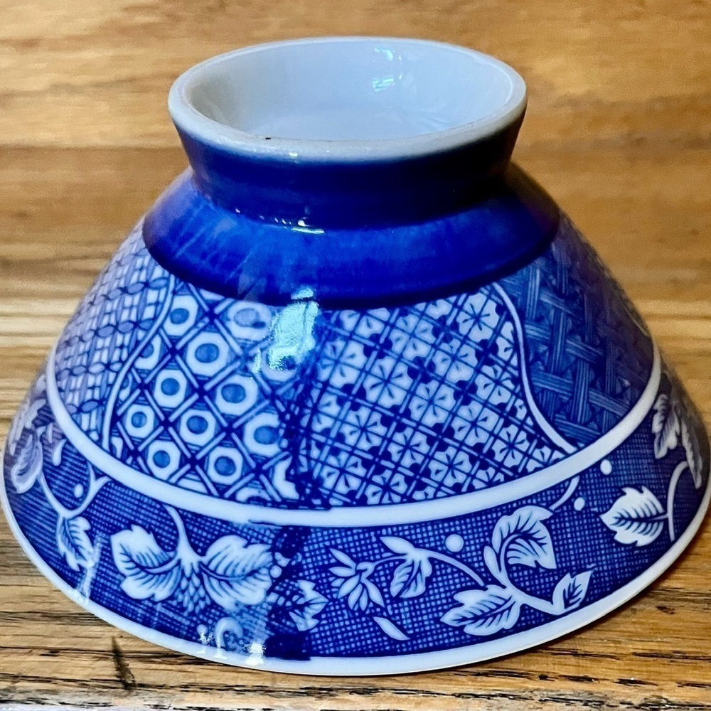 VTG Ardco Dallas Japan Blue & White Porcelain Footed Rice Bowl Chinoiserie Decor - Picture 4 of 11